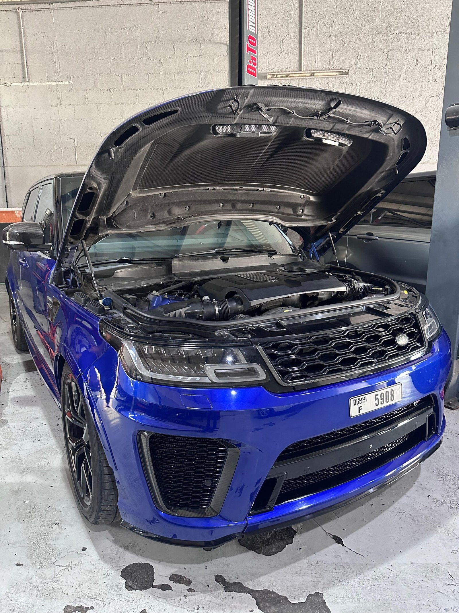 Range Rover SVR engine bay service at our Dubai car workshop