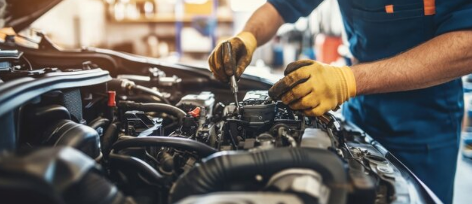 Car engine repair and diagnostics being carried out at our workshop in Al Quoz, Dubai