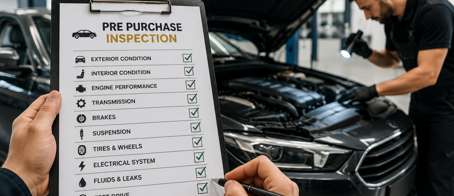 Pre-purchase car inspection being carried out at our workshop in Al Quoz, Dubai
