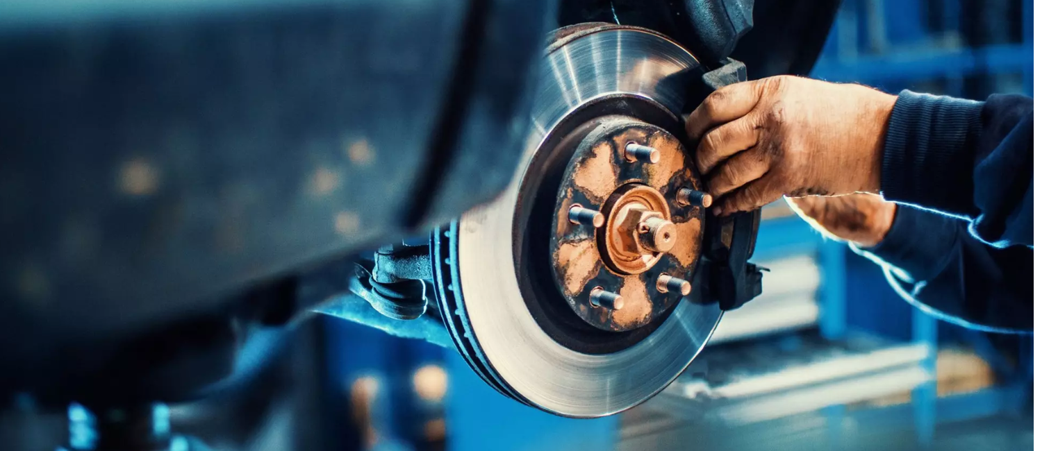 Car brake service being carried out at our workshop in Al Quoz, Dubai
