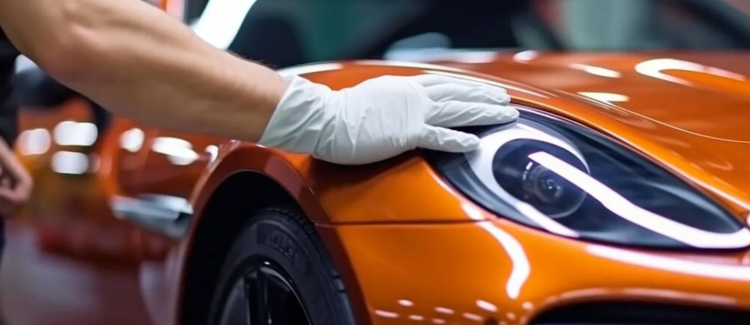 Car ceramic coating being applied at our workshop in Al Quoz, Dubai