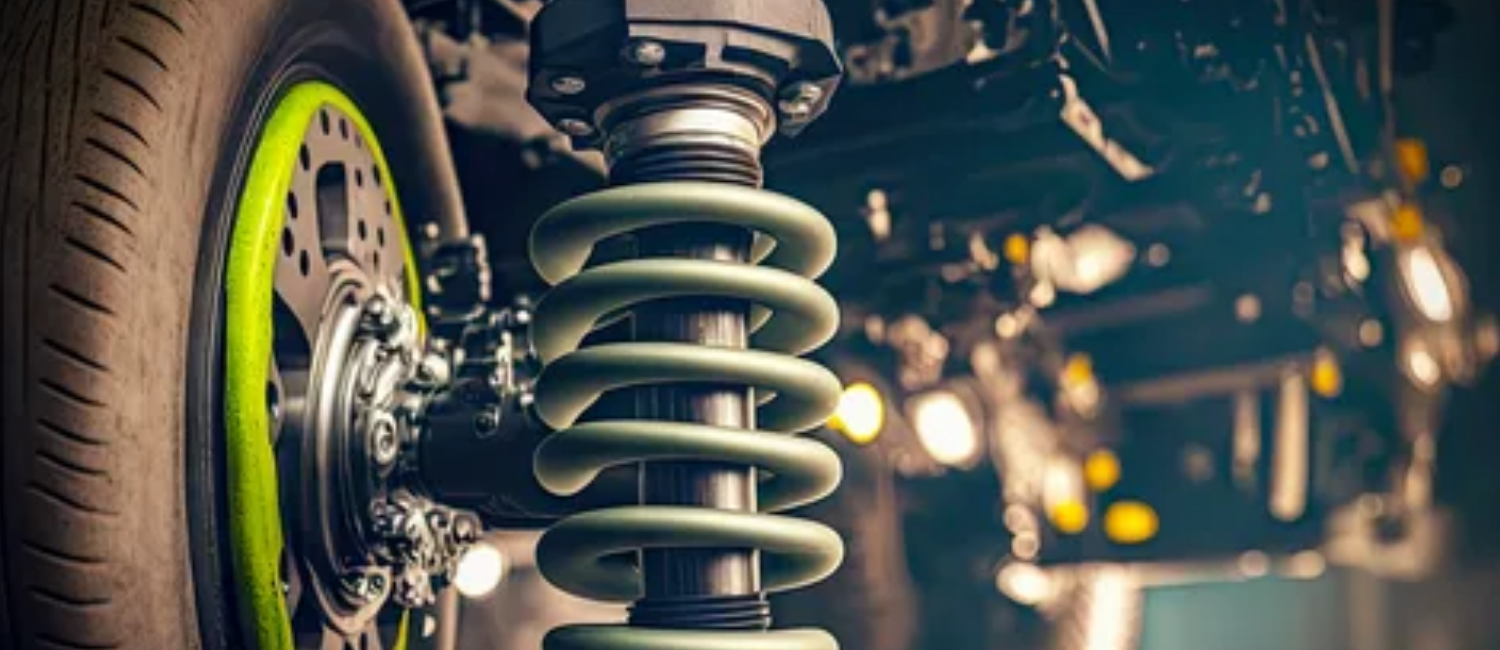 Car suspension repair being carried out at our workshop in Al Quoz, Dubai