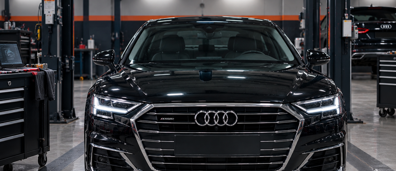 Audi transmission repair being carried out at our workshop in Al Quoz, Dubai