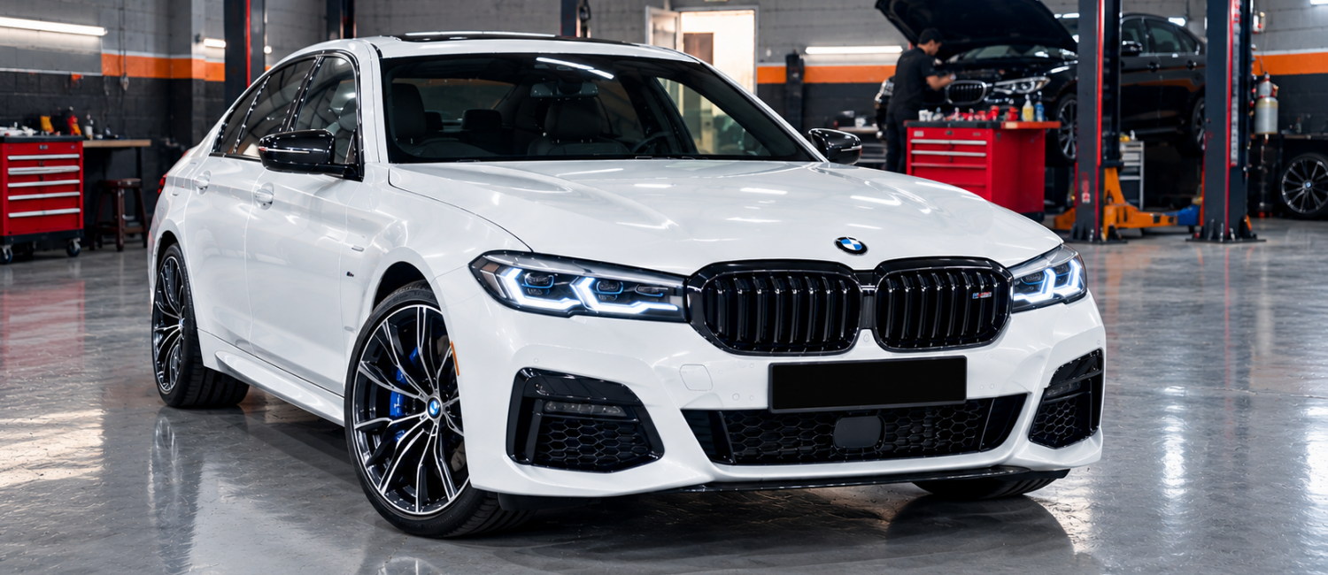 BMW engine service being carried out at our workshop in Al Quoz, Dubai