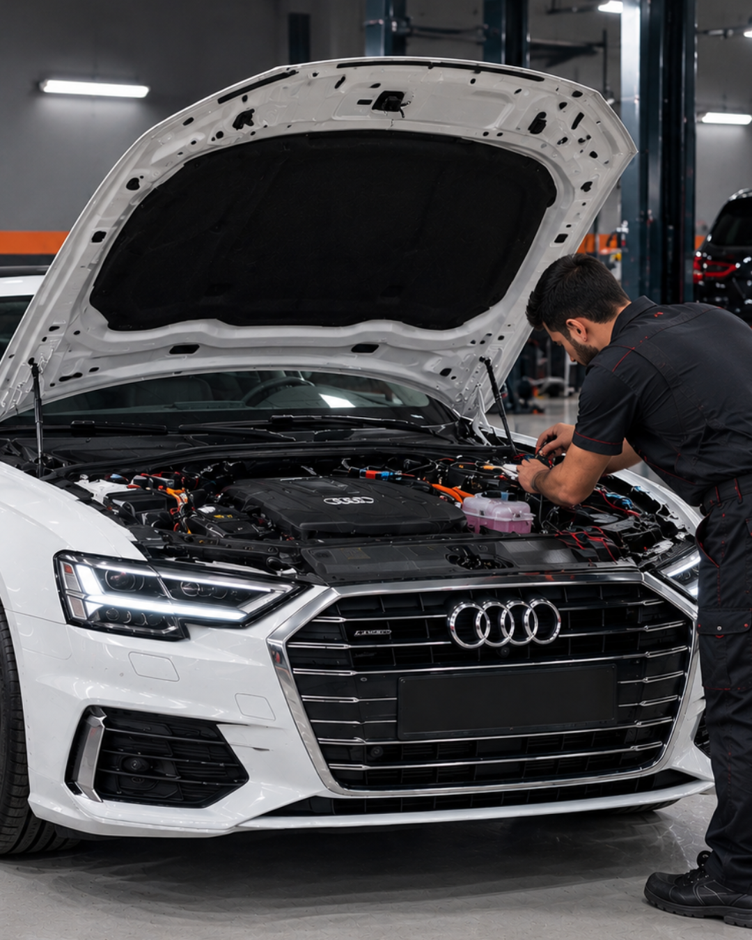 Audi electrical repair being carried out at our workshop in Al Quoz, Dubai